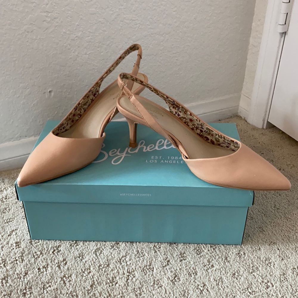 Seychelles 6.5M New Nude 3-inch Slingback Cushioned Insole NIB